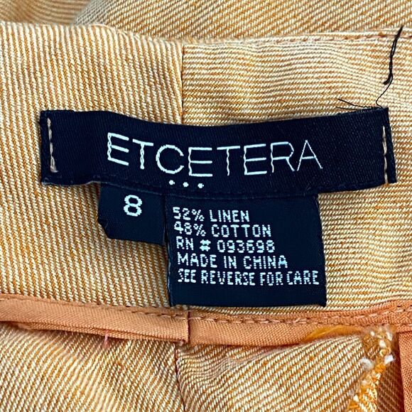 Etcetera Orange Linen Cotton Bootcut Pant Women's Size 8 - Picture 3 of 8